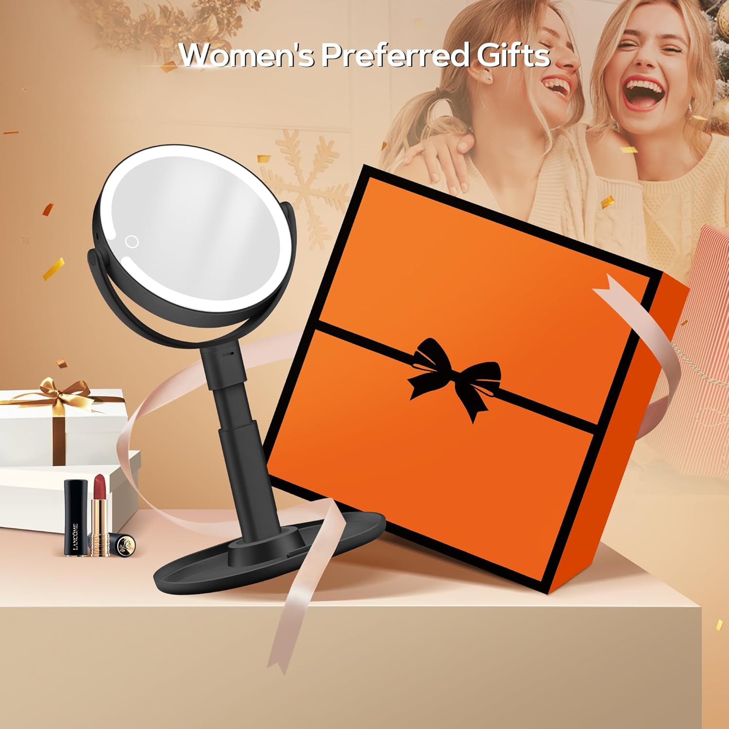 B Beauty Planet – miroir maquillage LED 2 faces, 30X, 3 lumières, hauteur réglable