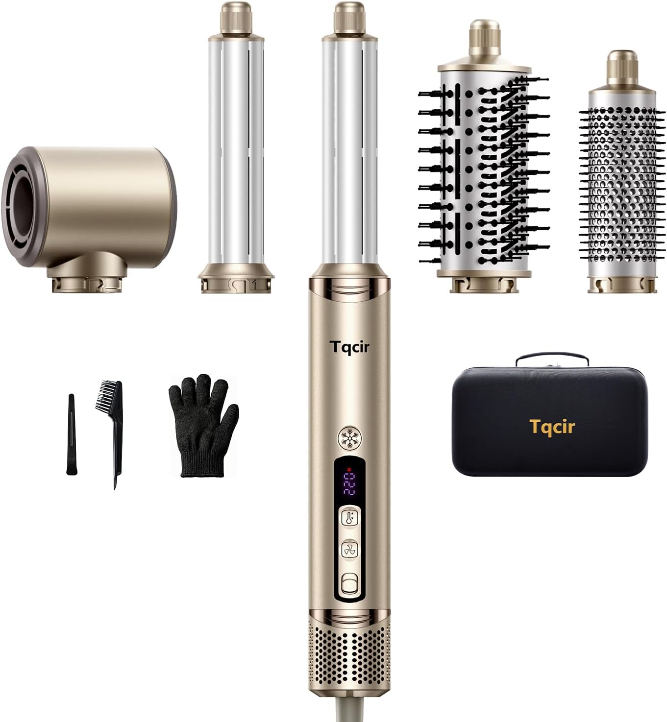 Brosse sèche-cheveux 5 en 1 - multi-styler, séchage rapide, enroulement auto, rangement, sans dommage