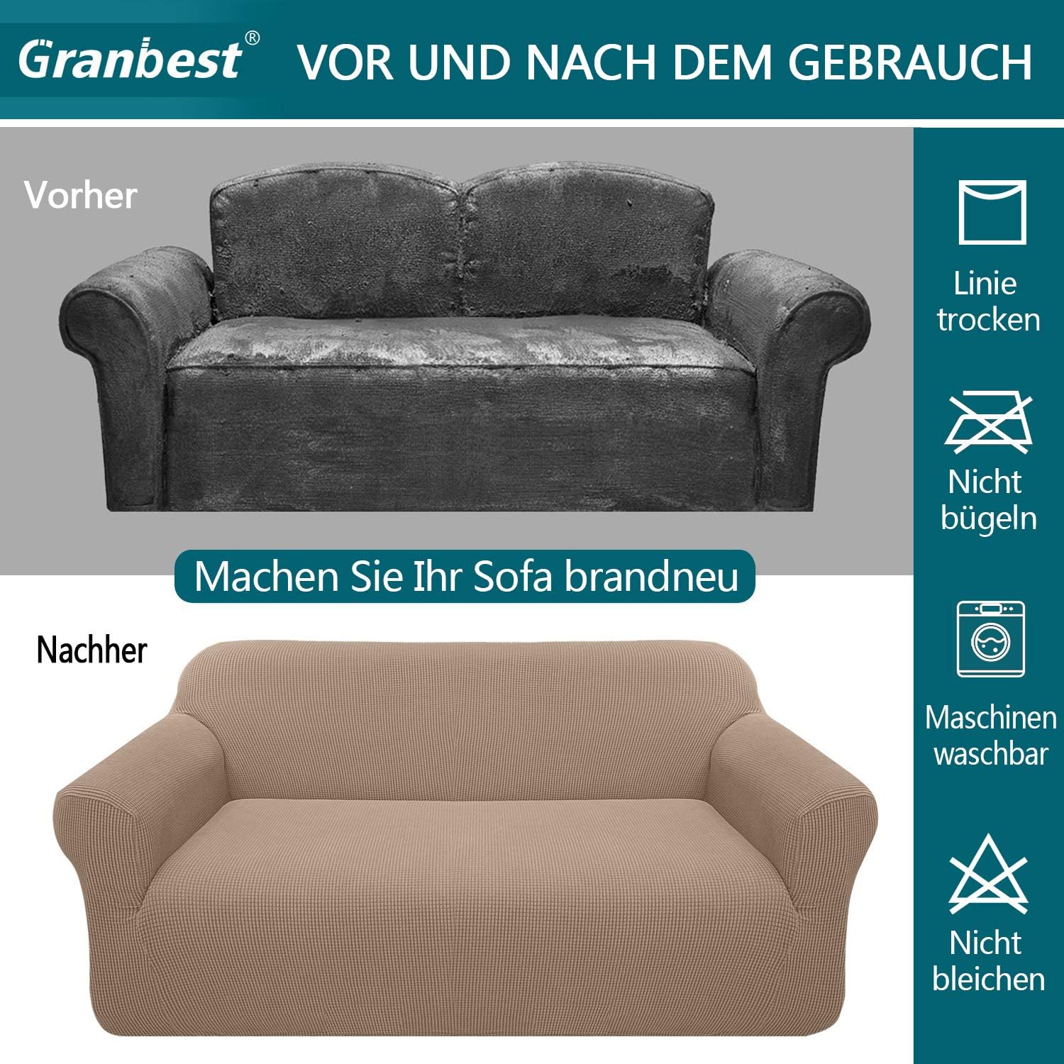 Granbest - housse canapé Jacquard 3 places - tissu extensible, protection animaux