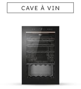 Le texte indique « CAVE A VIN ». Système de rangement de casiers à vin en métal ou en plastique noir présenté sous différents angles, avec une conception modulaire avec des emplacements pour bouteilles.