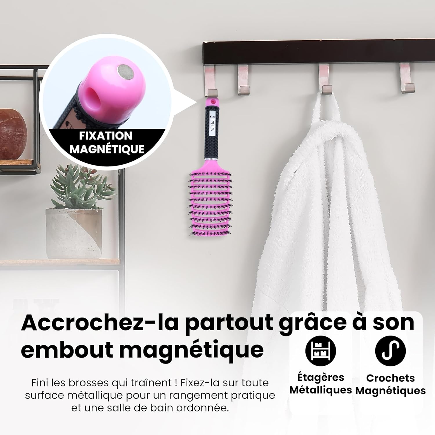 Brosse à Cheveux - Démêlante sanglier/nylon - anti-casse, anti-statique, tous types