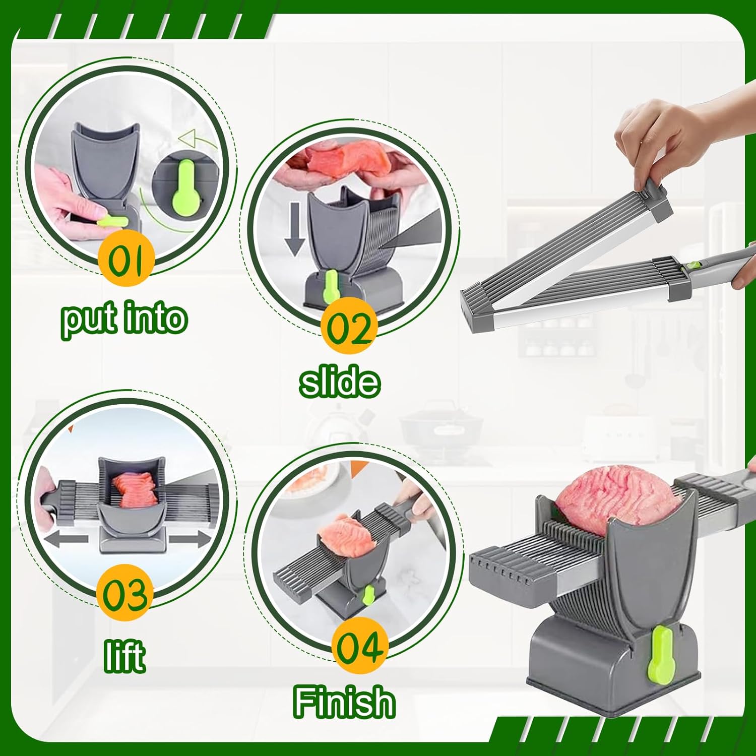 Trancheuse manuelle - préparation viande et légumes - découpe précise, usage polyvalent