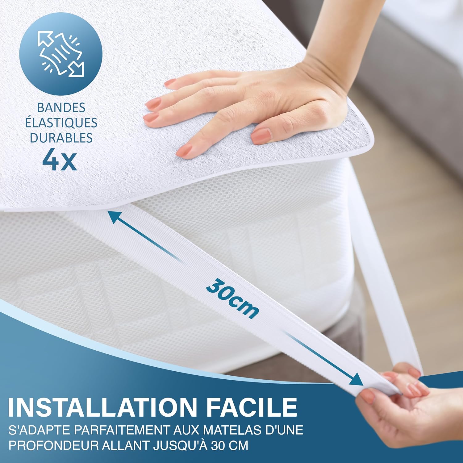 Utopia Bedding - protège-matelas imperméable 90x200 cm, Oeko-TEX, 4 coins élastiques