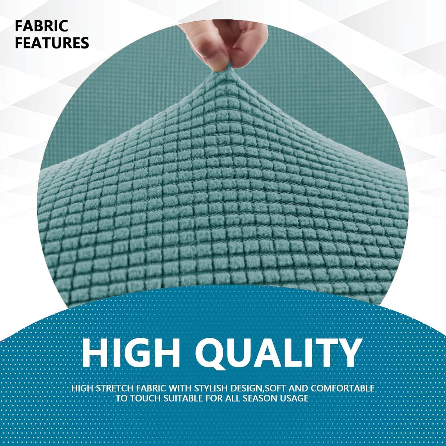 Housse Canapé - extensible 4 places, bleu clair, lavable, antidérapant