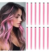 Extensions de cheveux colorés à clipser, 12 pièces, Rose