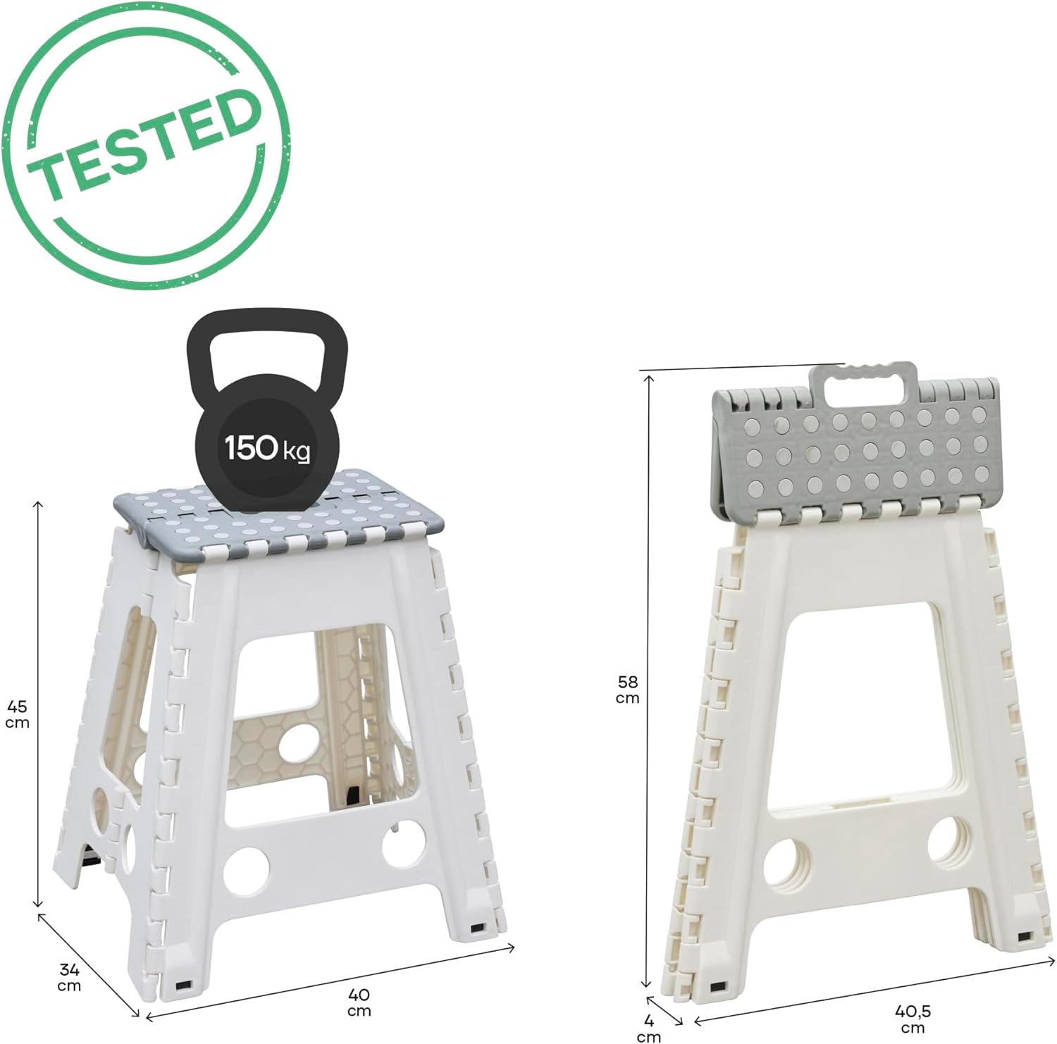 Arregui - tabouret pliant 45 cm - marchepied compact cuisine TB-045-GB