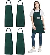 4 Pack Chef Tabliers, Noir Tablier avec 2 Poches, Etanche Réglable Tablier pour Homme Femme,Tabli...