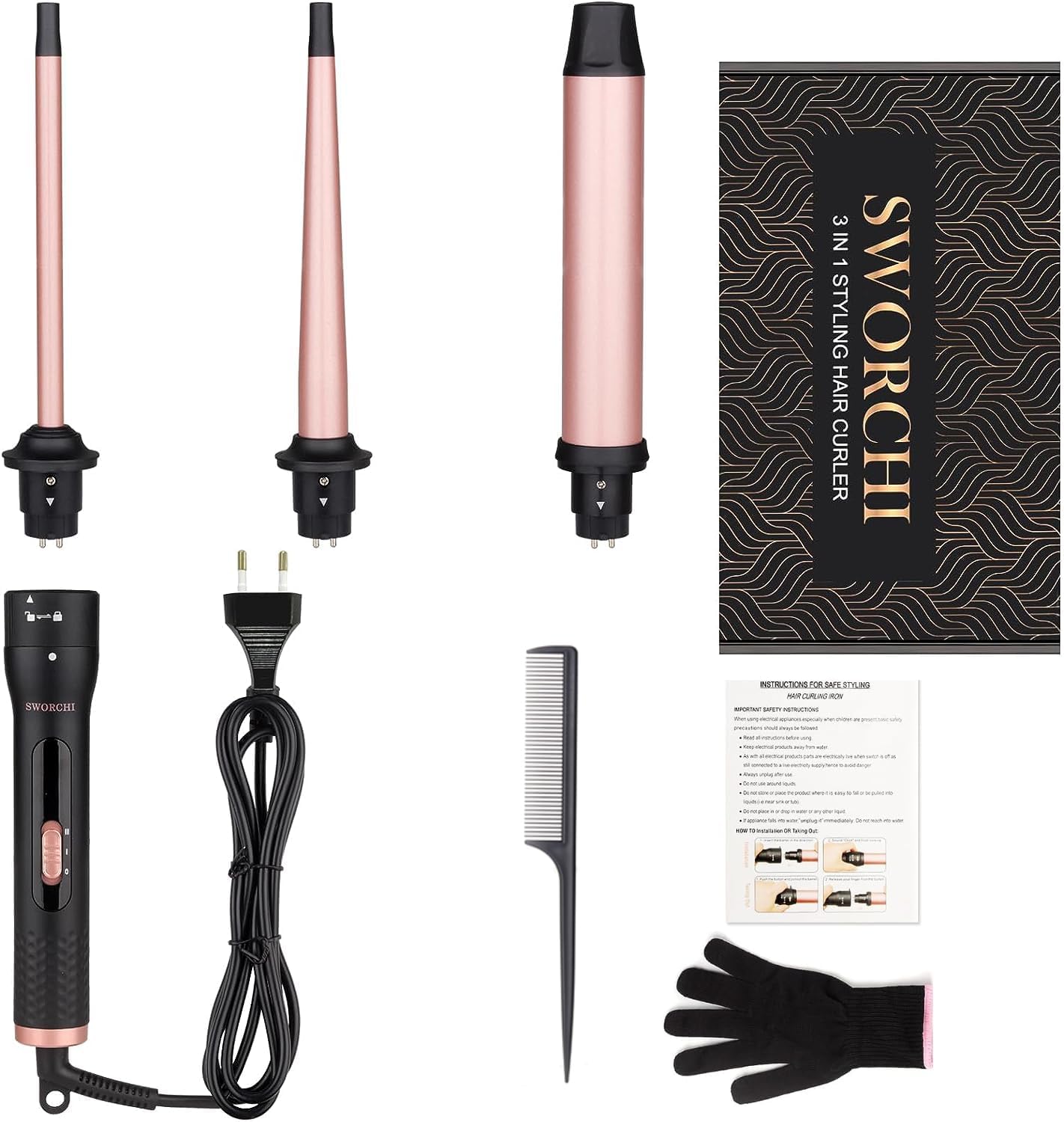 Boucleur à cheveux 3 en 1 - céramique, 9-32mm, température réglable