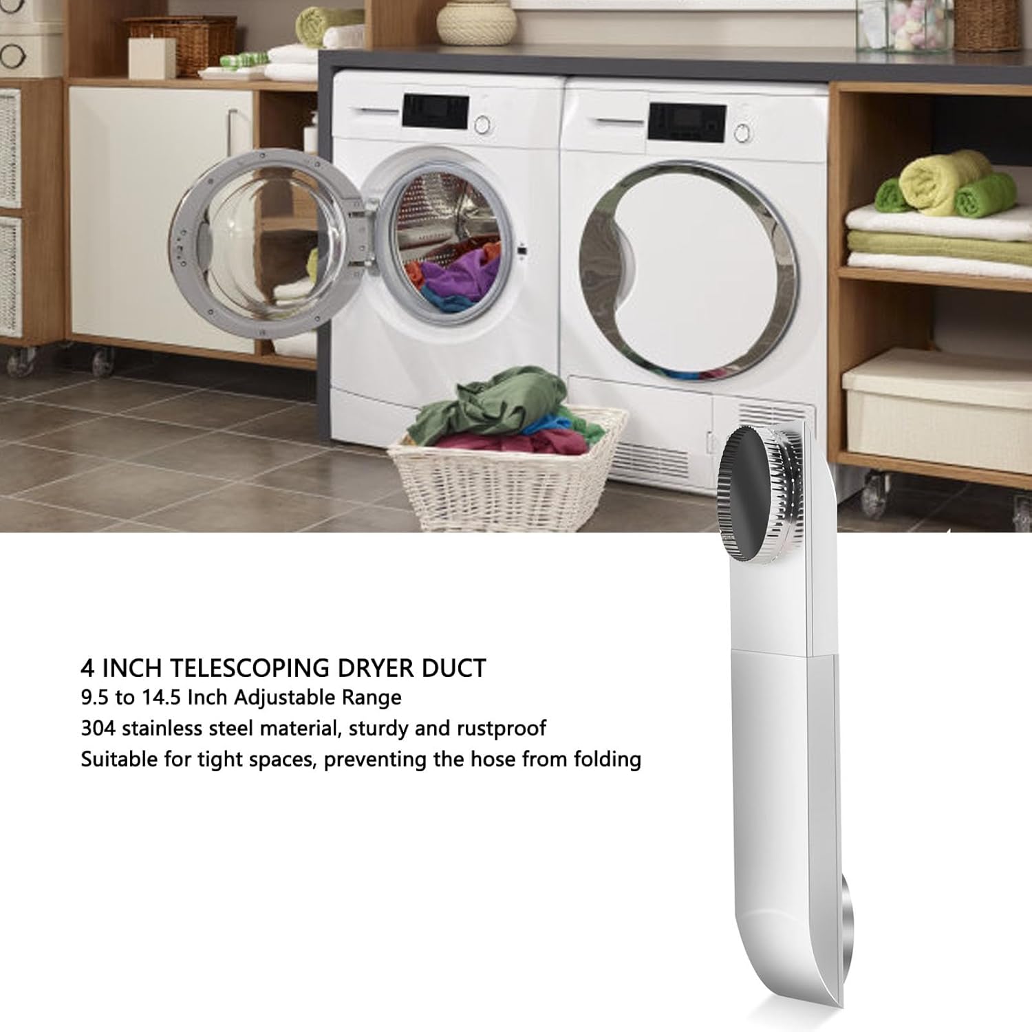 Fafeicy - kit conduit intérieur - 4 pouces - inox flexible, réglable 9,5-14,5