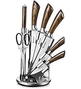 Velaze Lot de 8 couteaux de cuisine, bloc couteaux, set de couteaux professionnels C...