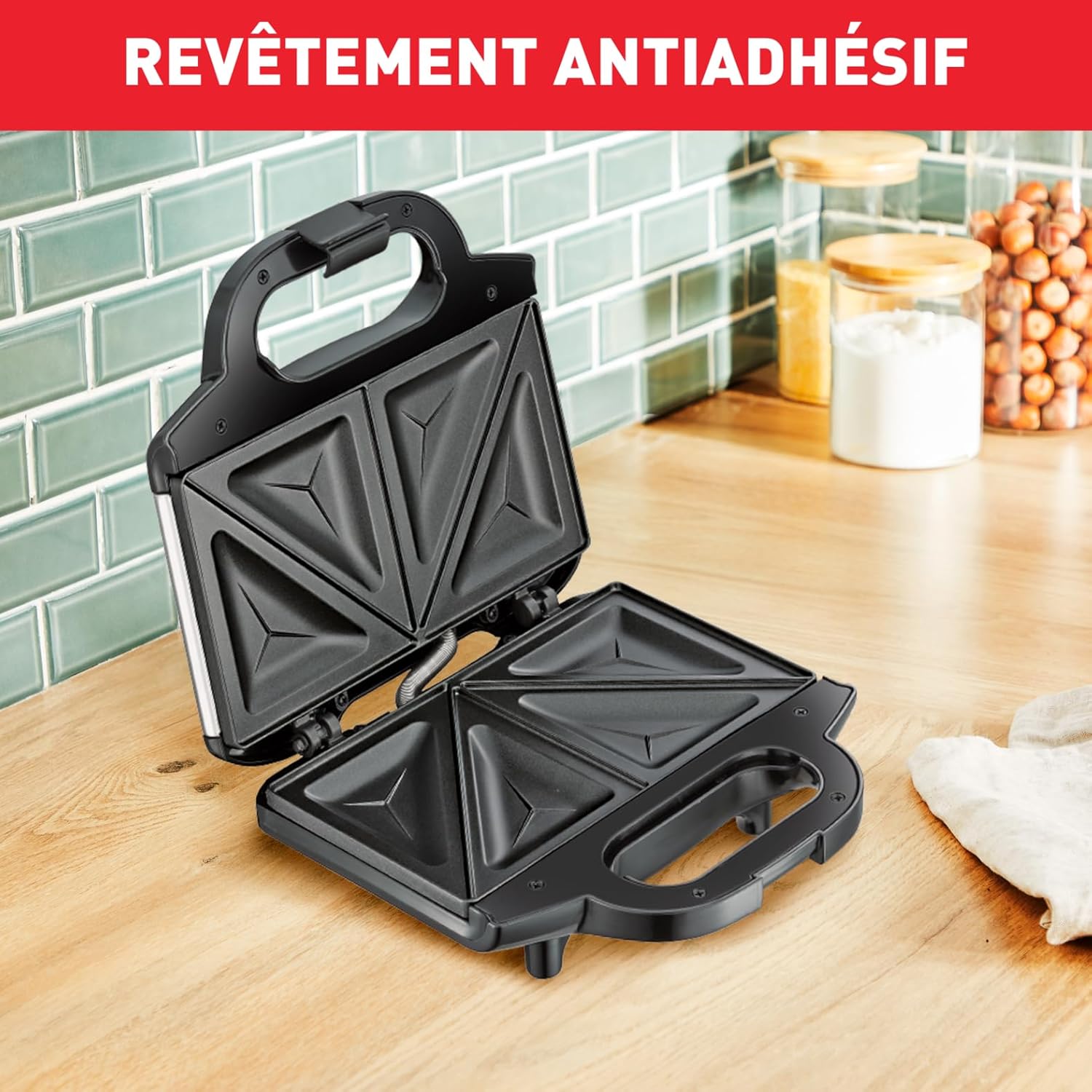 Tefal - Ultracompact - appareil croque-monsieur - antiadhésif, sécurité, rangement facile SM155212