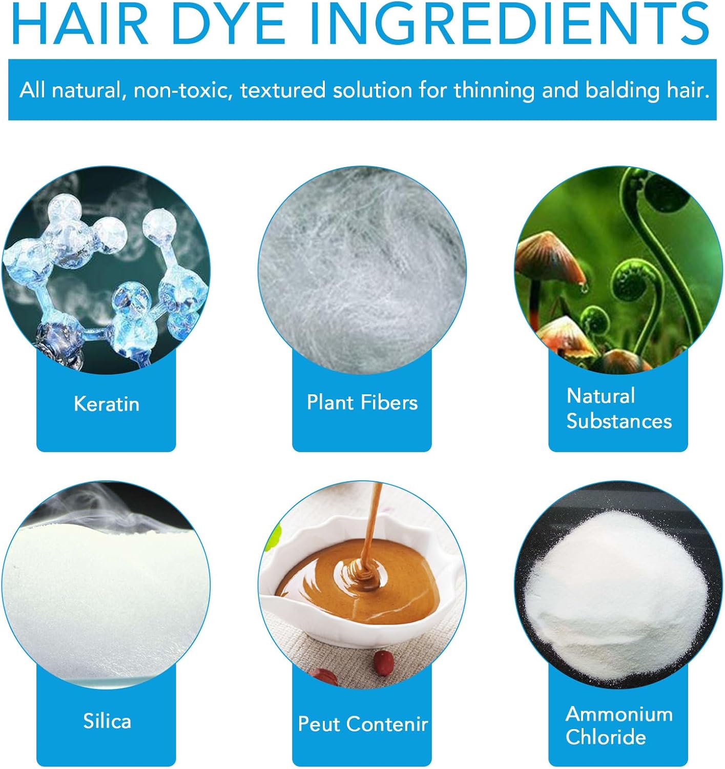 Fibres capillaires spray, correcteur cheveux fins, 2 pièces, noir