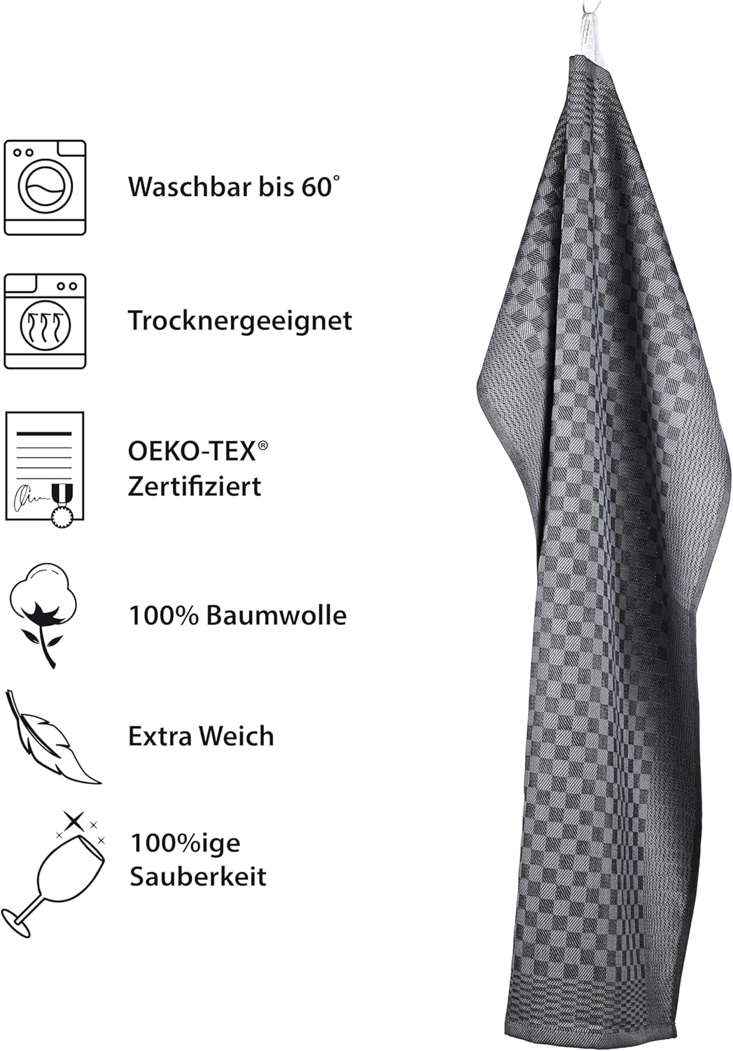 Vaily - lot de 10 torchons - 70x45 cm - coton absorbant, Oeko-Tex