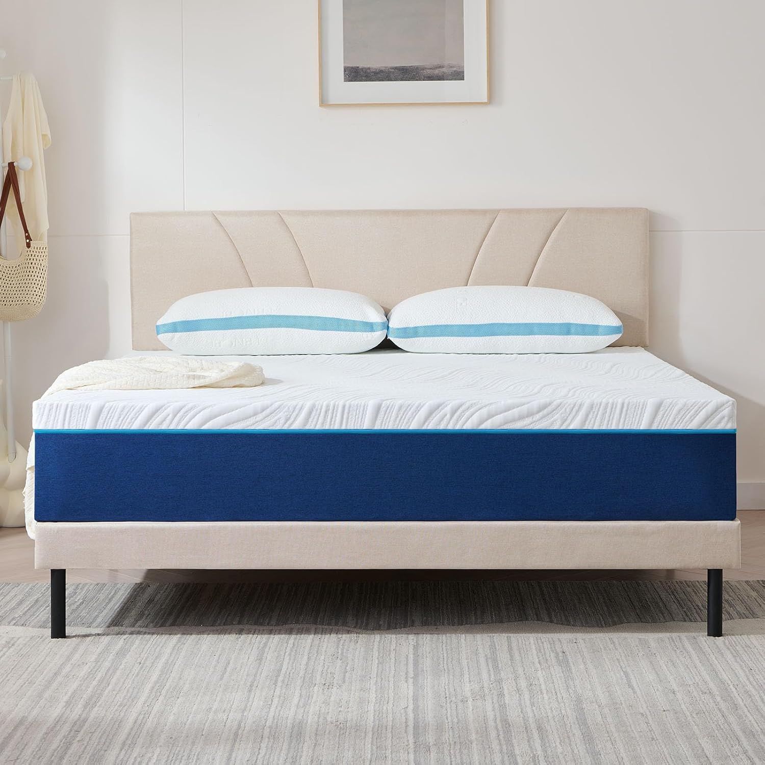 Matelas mousse mémoire de forme - 140x200 cm - 20cm, 7 zones, réversible