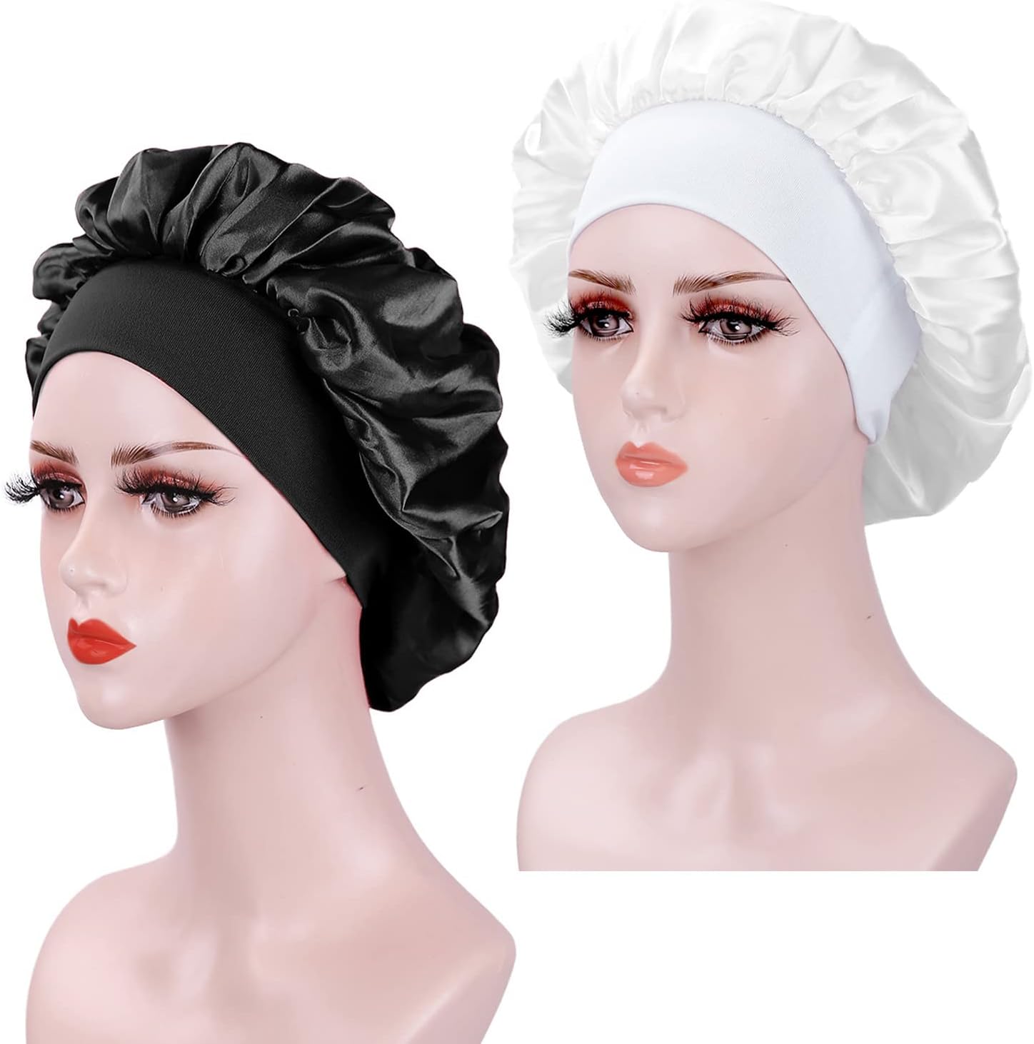 Bonnet satin cheveux nuit - lot de 2 - protection soyeuse, femme