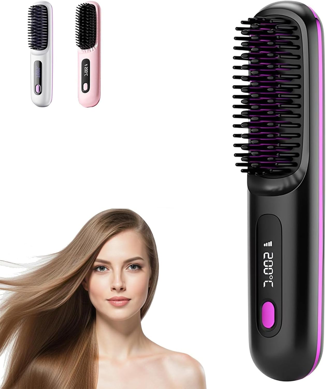 Go Brush Pro - Brosse chauffante rechargeable, design durable, portable