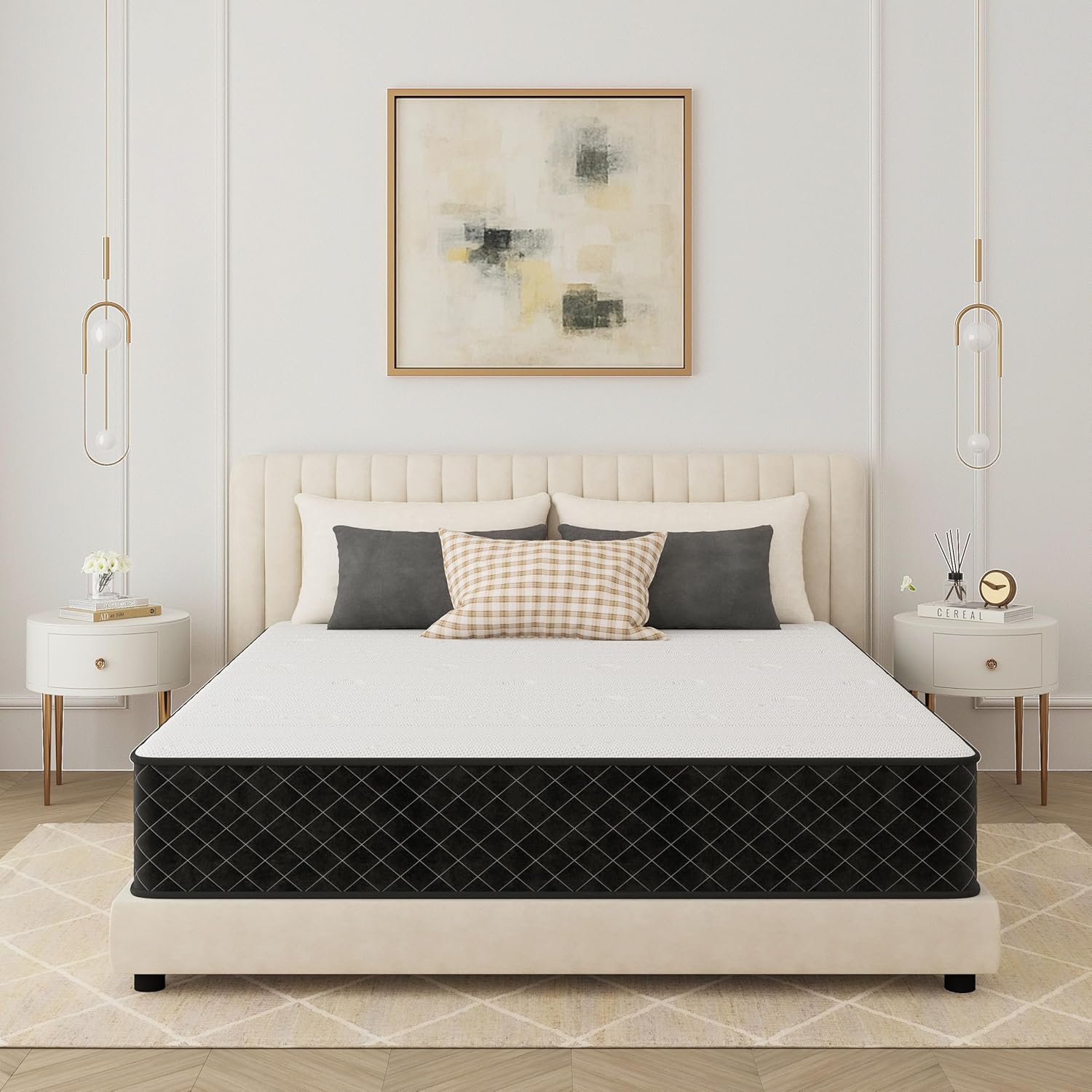PurrJoys - Matelas Hybride - 140x200 cm - 7 zones, ressorts H3/H4, 25 cm, Oeko-TEX