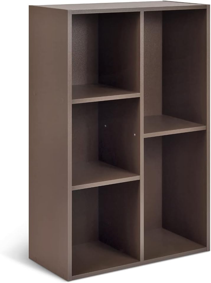 maaxi-dealz Basics - bibliothèque cubique 5 compartiments 23.5x49.5x80cm - marron expresso