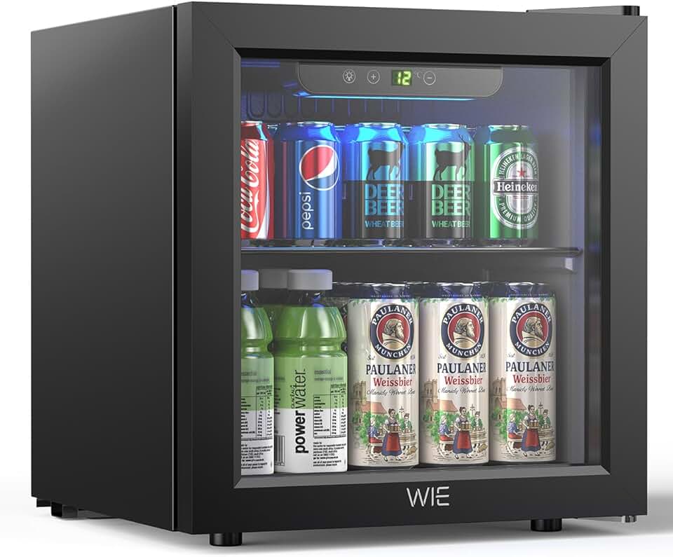 WIE - Mini Réfrigérateur 36L vitré, silencieux, 55 canettes, compact