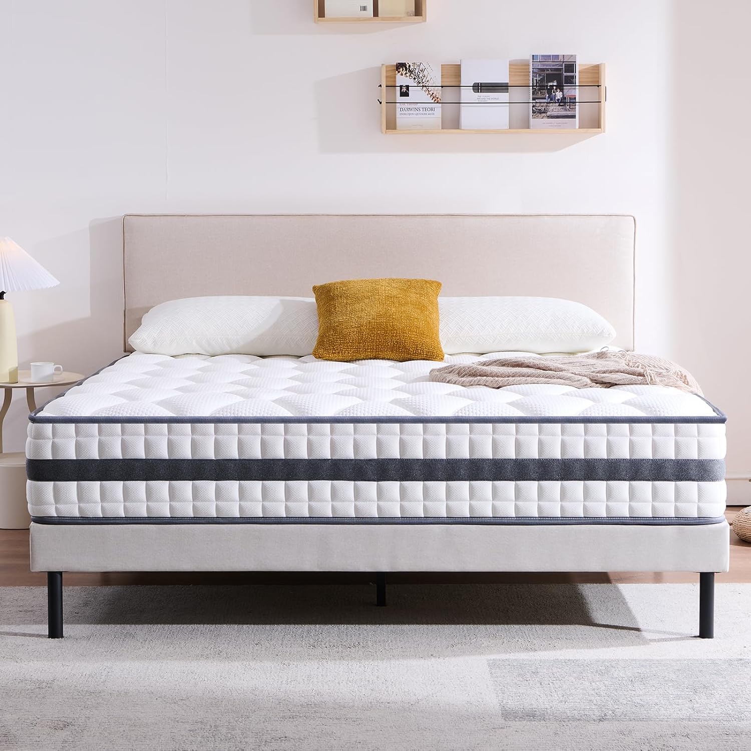 Matelas hybride - mousse mémoire & ressorts - 140x190x22 cm - doux, respirant