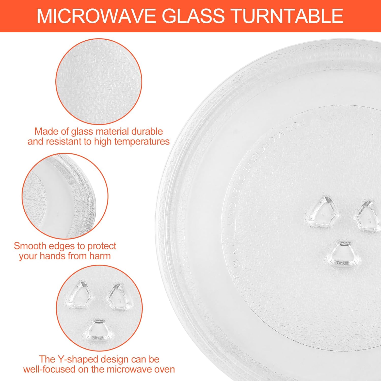 Plateau Micro Onde - verre tournant 24,5cm - 3 fixations, support rond