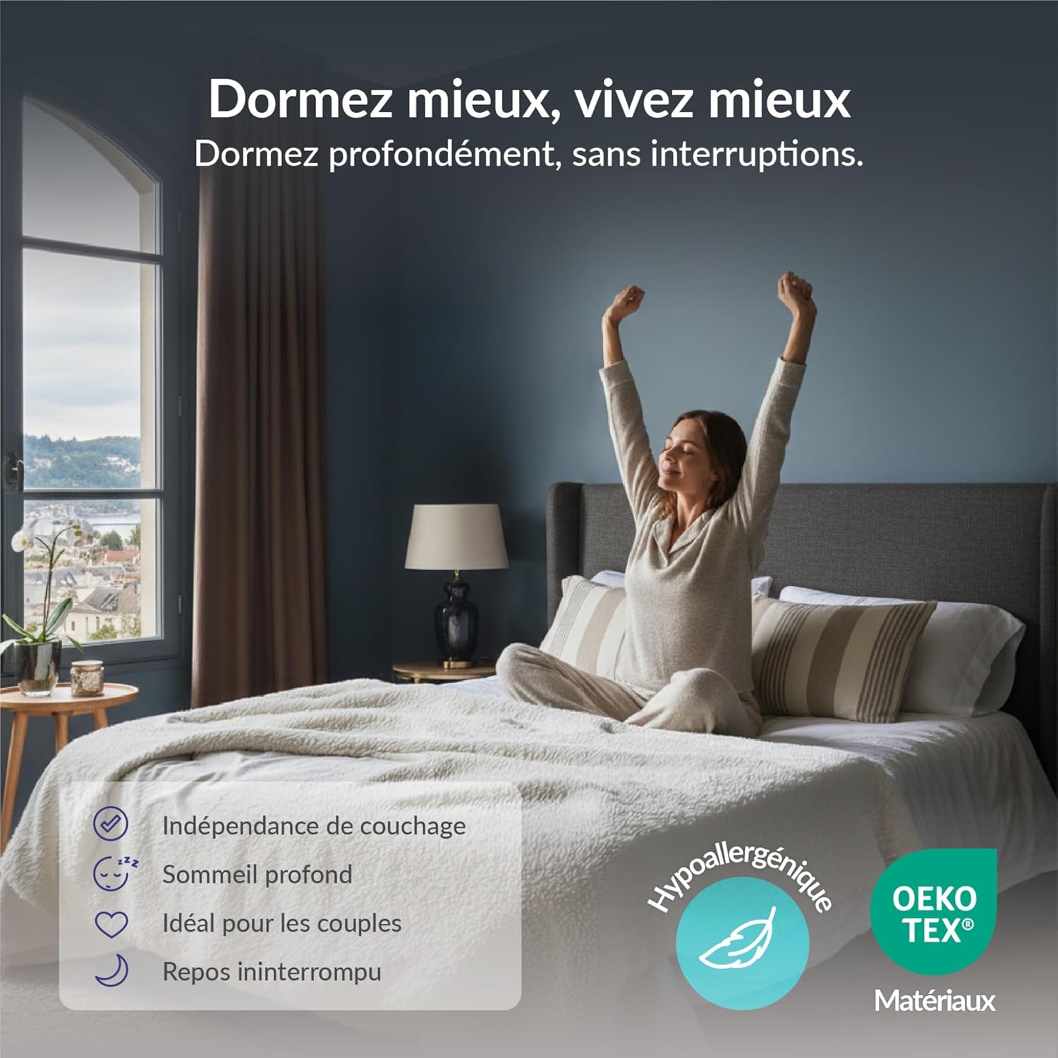 NATURALEX - PerfectSleep - 160x200 cm - hybride, mémoire de forme, mi-ferme