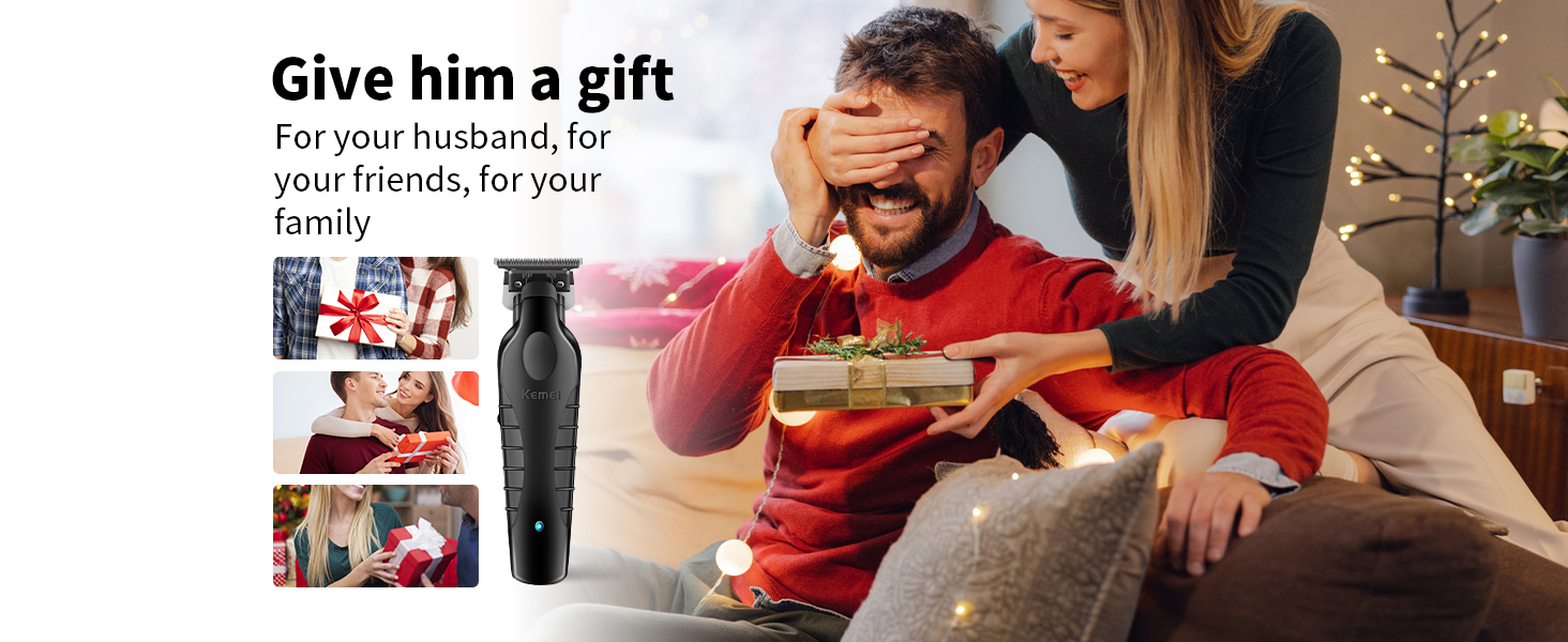 un homme tenant un coffret cadeau et une femme tenant un coffret cadeau.