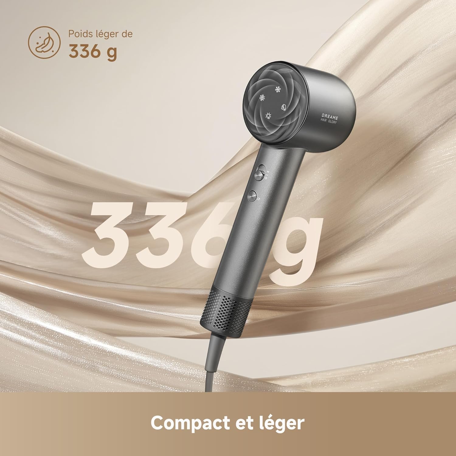 Dreame - Hair Glory Mix - 336g - 110 000tr/min, 3 embouts, ions, NTC
