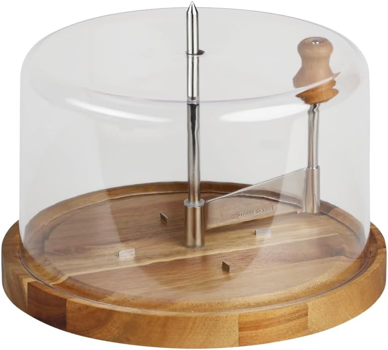 Kesper - trancheuse à fromage, bois d'acacia, 21,7 cm, capot transparent, idéale tête de moine