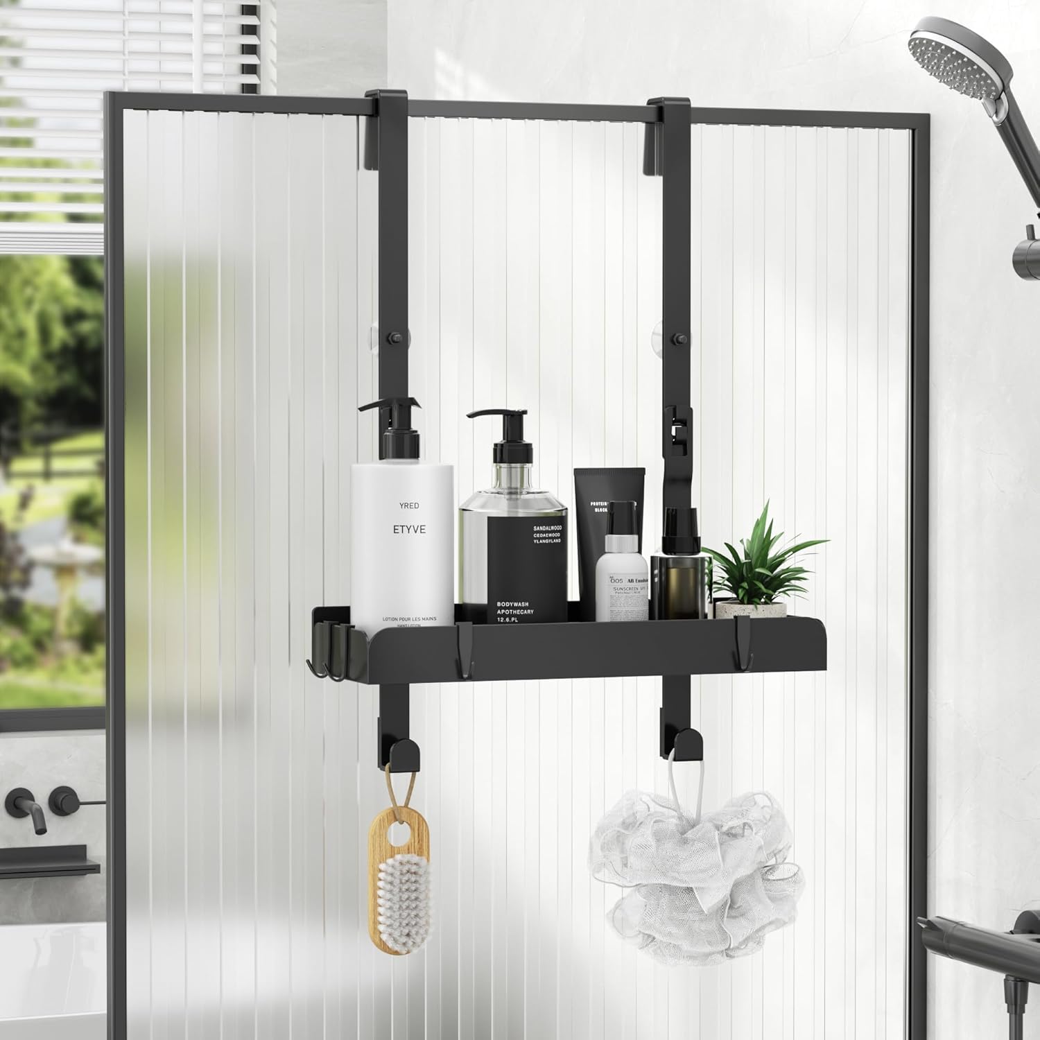 Étagère de douche - suspendue sans perçage, 31,2x10,5cm, 4 crochets
