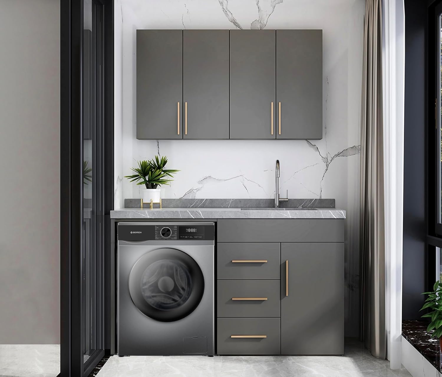 GEDTECH - Lave-linge frontal 8kg, 1400tr/min, 16 programmes, GLL81400BL