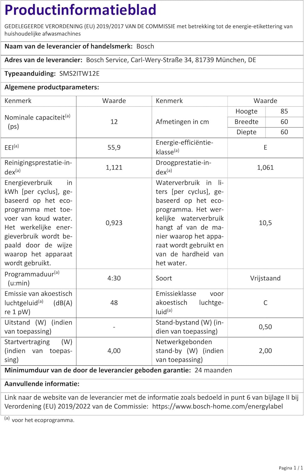 Bosch - Série 2 lave-vaisselle - 60cm - 12 couverts, Home Connect, EcoSilence, Blanc - SMS2ITW12E
