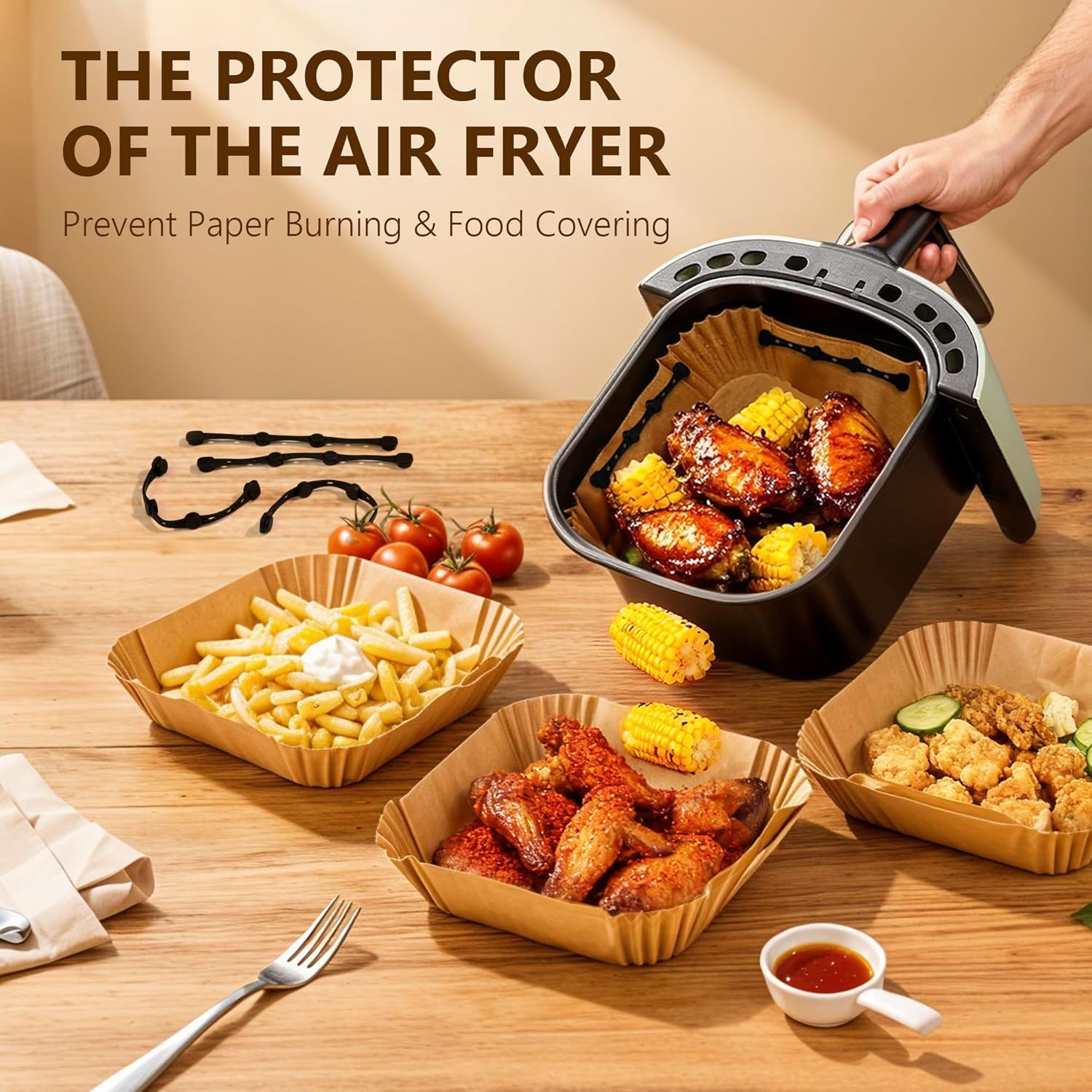 Accessoires friteuse à air - 17,5 cm - silicone, aimanté, anti-combustion