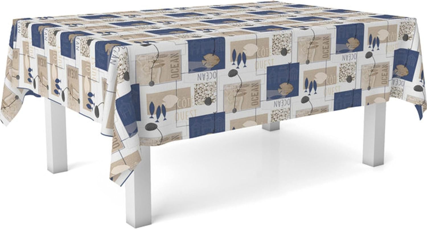 Nappe en toile cirée - rectangulaire 250x140 cm - anti-taches, imperméable, facile d'entretien