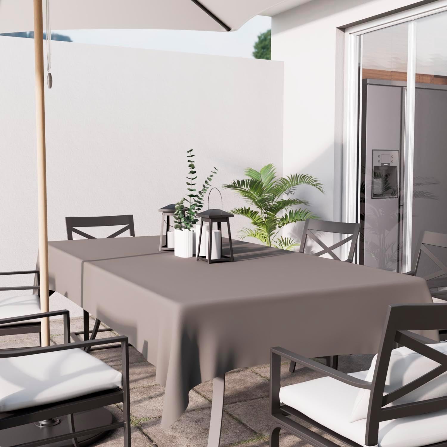 Soleil d'Ocre - Alix nappe rectangle 140x300 cm polyester moka anti-taches