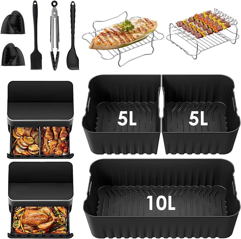 Accessoires Air Fryer - silicone réutilisable, 1x10L + 2x5L, compatible Cosori 10L