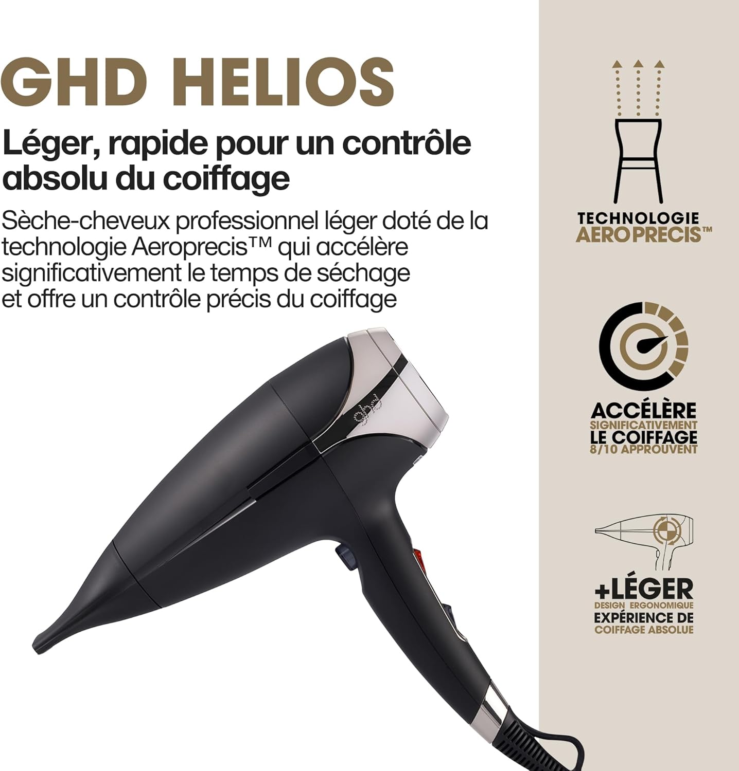 ghd - Helios - Sèche-cheveux pro, puissant et précis, anti-frisottis