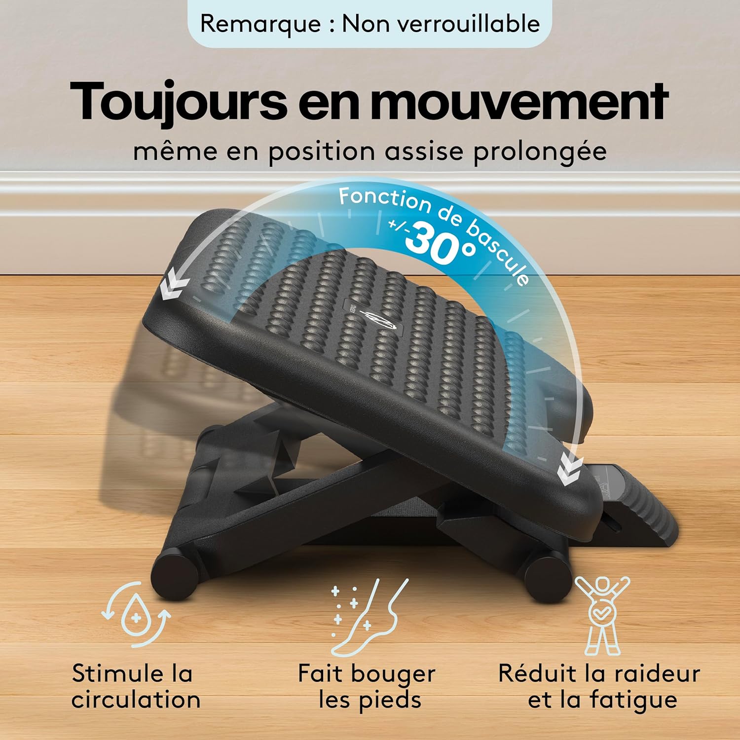 ACROPAQ - repose-pieds ergonomique, 3 hauteurs réglables, antidérapant, inclinaison -30/+30°, gris