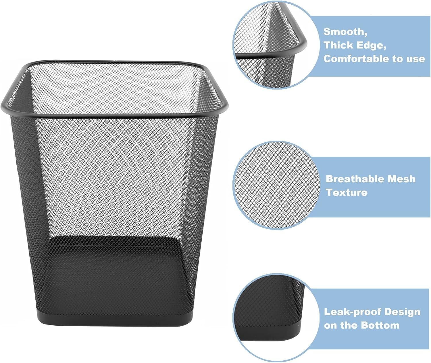 D.RECT - Corbeille Treillis Métal 18L - lot de 2, maille fine, noir