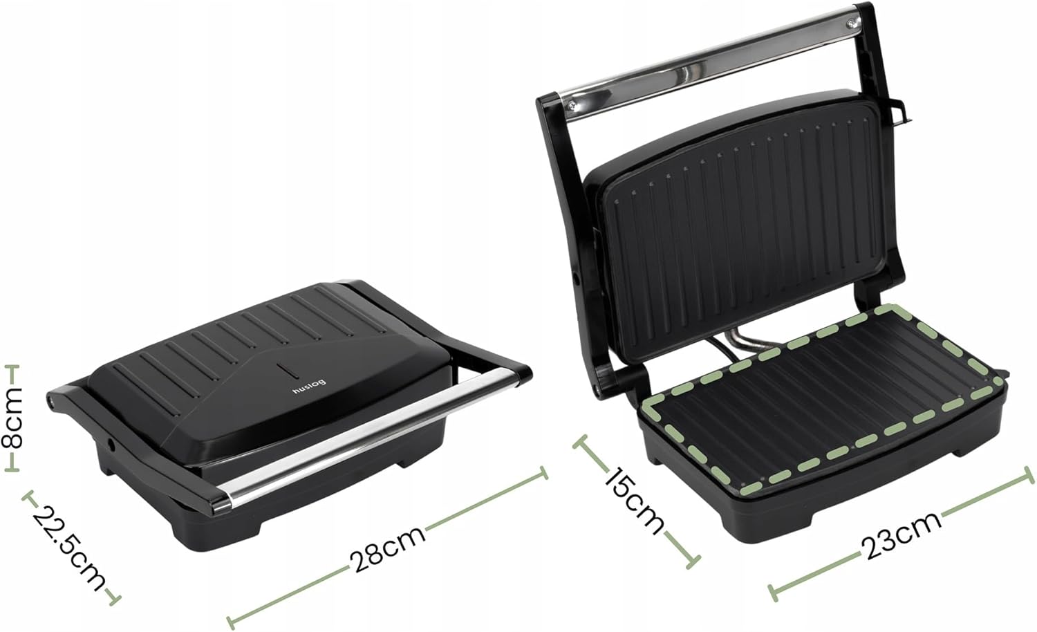 Grill Panini électrique inox 28x22,5x8,8cm 1000W antiadhésif