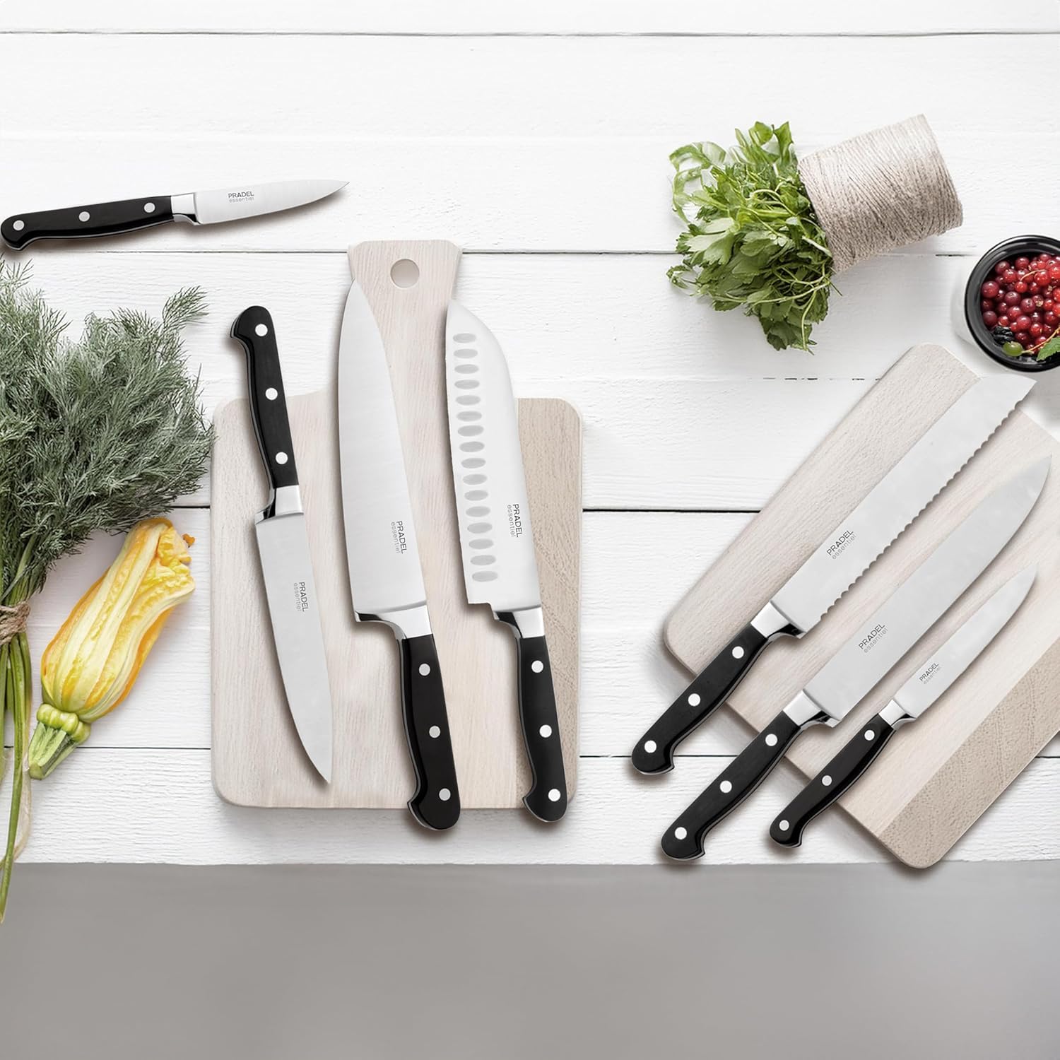 Blason - Set 5 couteaux inox 13C, finition satinée, noir