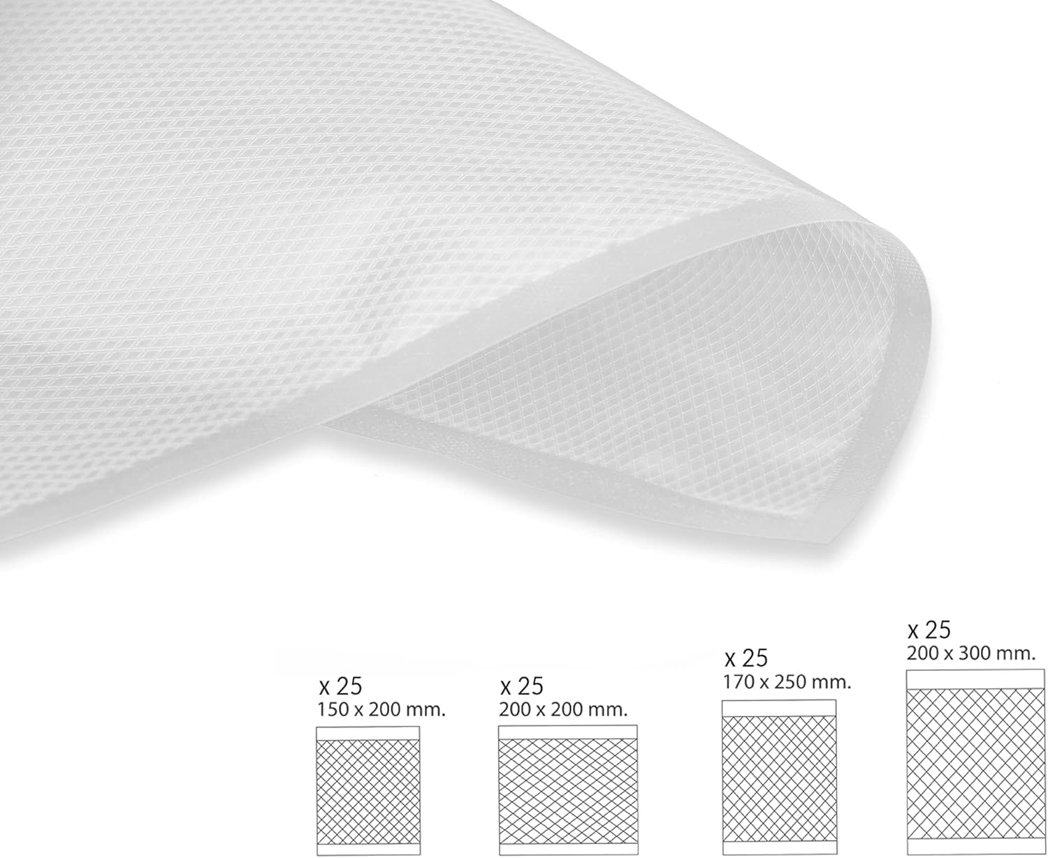 Bolsemack - sacs sous vide combo - 4 tailles - sans BPA, UE, compatible pro