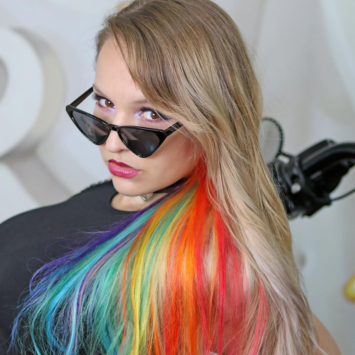 Extensions à clip cheveux - 22 pouces - mèches multicolores pour fêtes