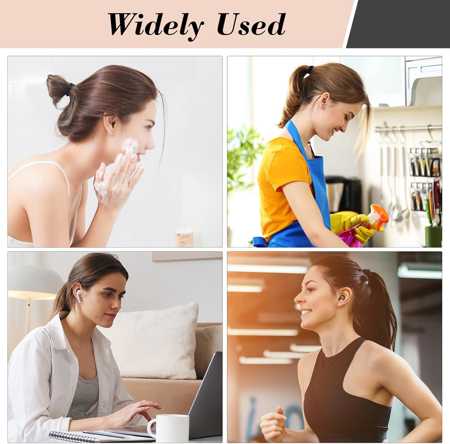 Élastiques à cheveux - lot de 50, 4,5 cm, noirs, sans métal, femmes/hommes/enfants