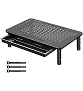 BONTEC Support Moniteur avec Tiroir, 3 Hauteurs Réglables pour Moniteur PC, Rehausseur Ecran pour...