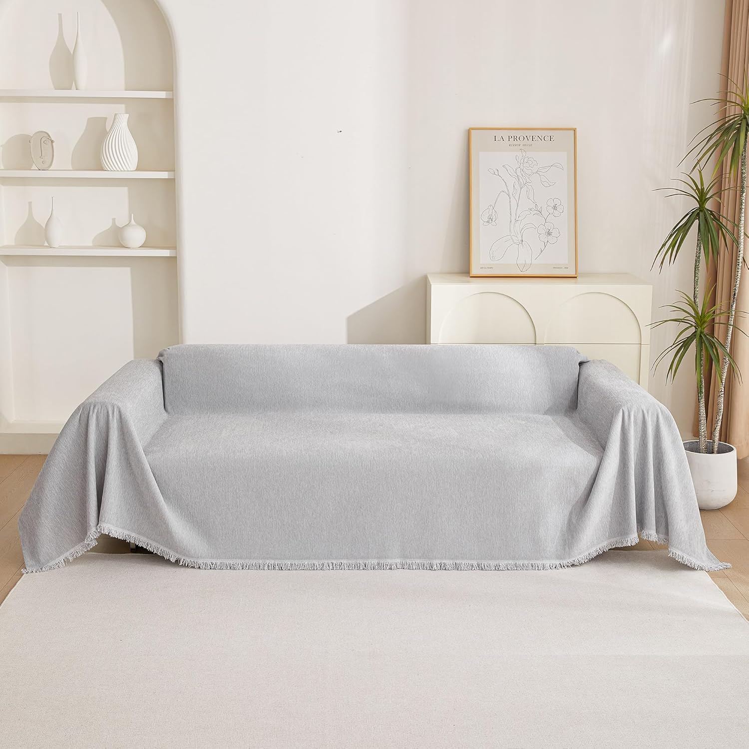 MYSKY HOME - housse canapé, protection anti-rayures, 180x340cm, gris clair