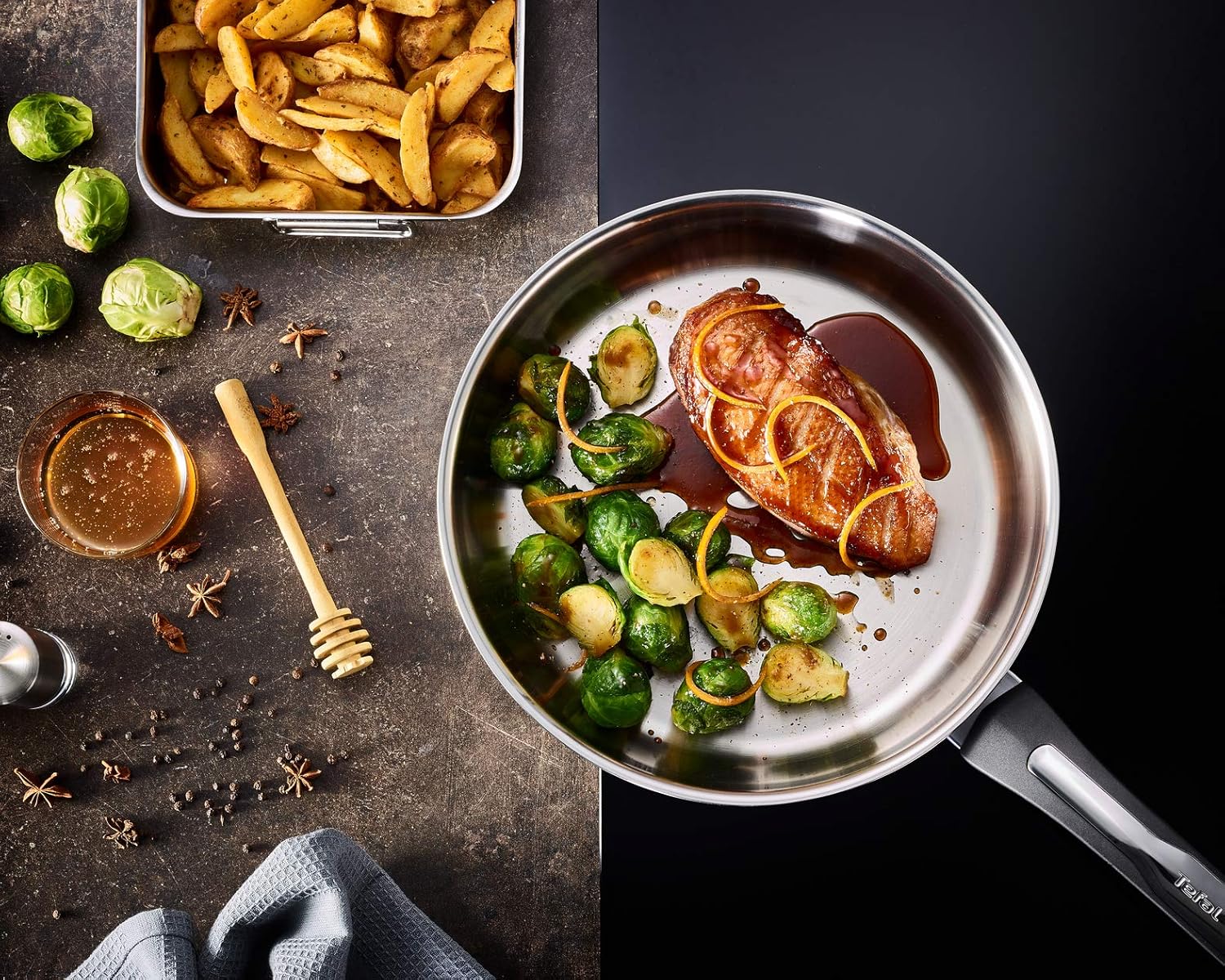 Tefal - Emotion - poêle 24 cm - inox, base épaisse, induction, E3010404