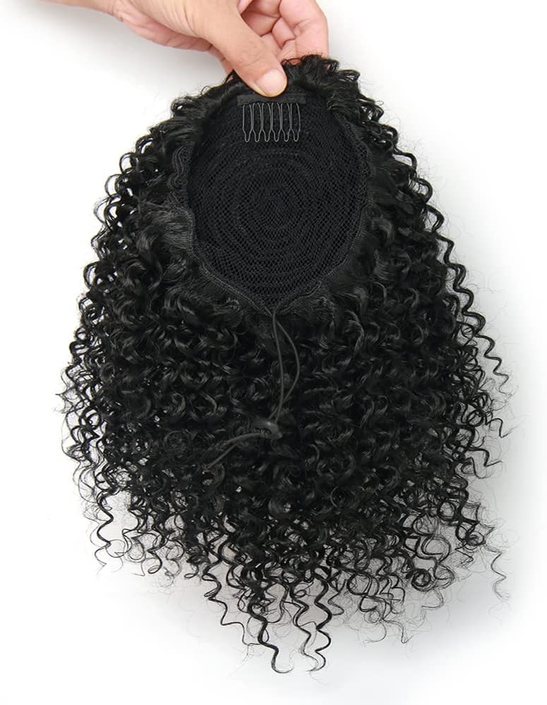 Extension queue de cheval afro-américaine, bouclée 12 pouces, cheveux courts, 1B#