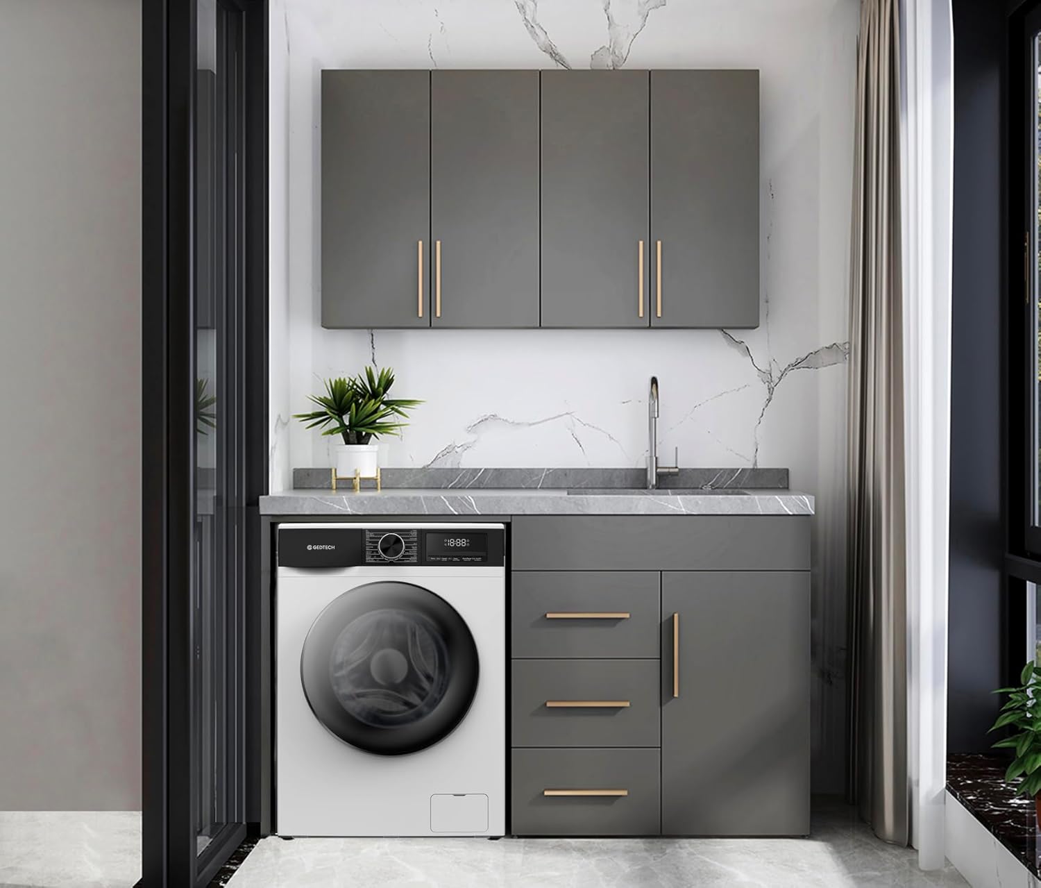 GEDTECH - Lave-linge frontal, 9kg, 1400tr/min, 16 programmes, GLL91400WH