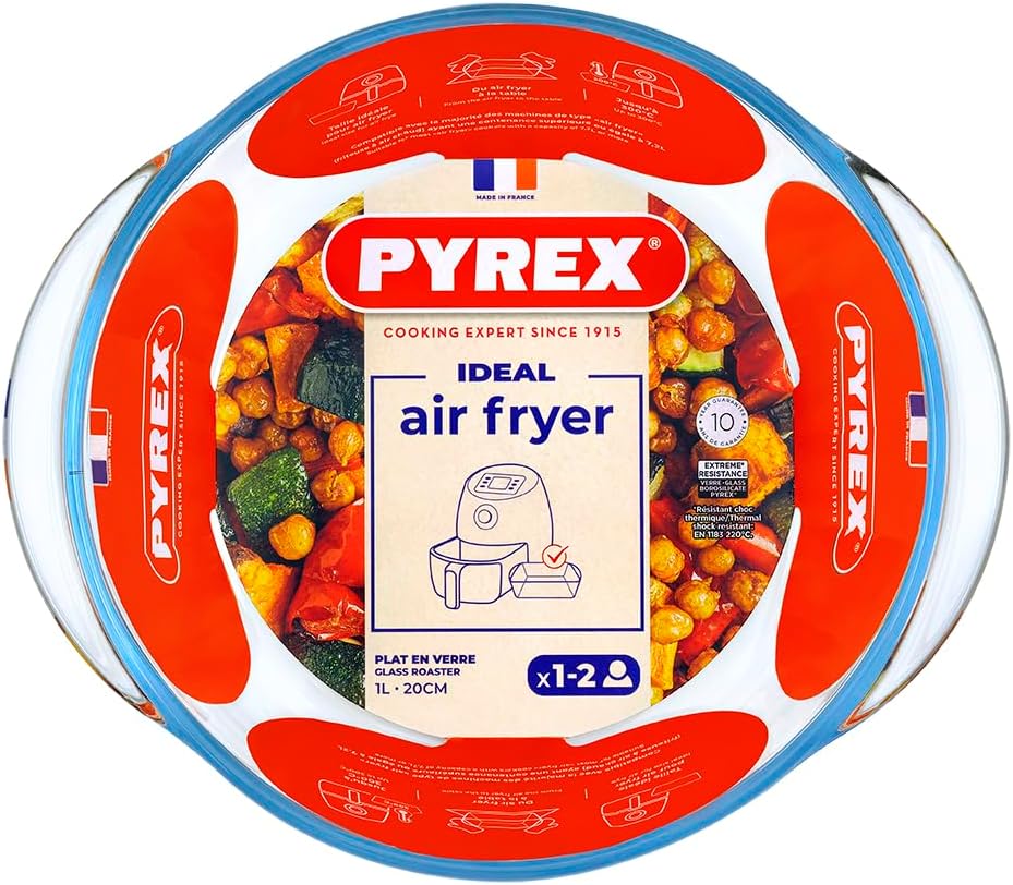Pyrex - Idéal Airfryer - 20x17 cm - Plat carré verre résistant, 1L